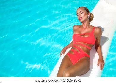 Elegant Sexy Woman Orange Bikini On Stock Photo Shutterstock