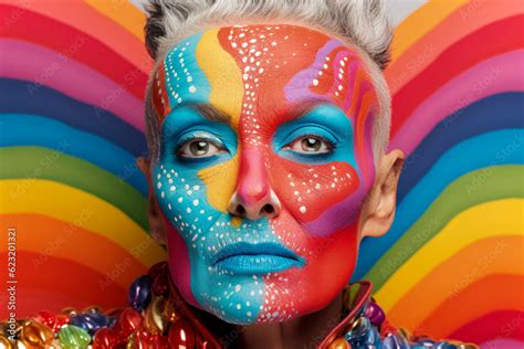 Generative Ai Illustration Of A Year Old Lesbian Woman Dressed And Made Up In Haute Couture