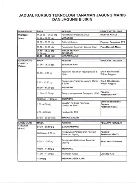 Jadual Kursus Pdf