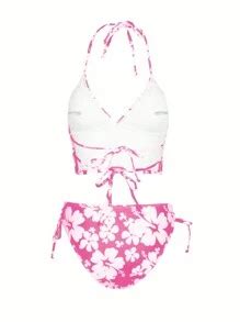 Women S Printed Lace Up Two Piece Bikini Set Swimwear Summer Shein Usa