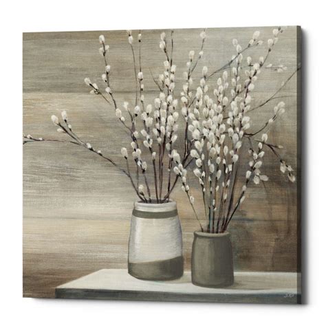 Gracie Oaks Pussy Willow Still Life Gray Pots On Canvas By Julia