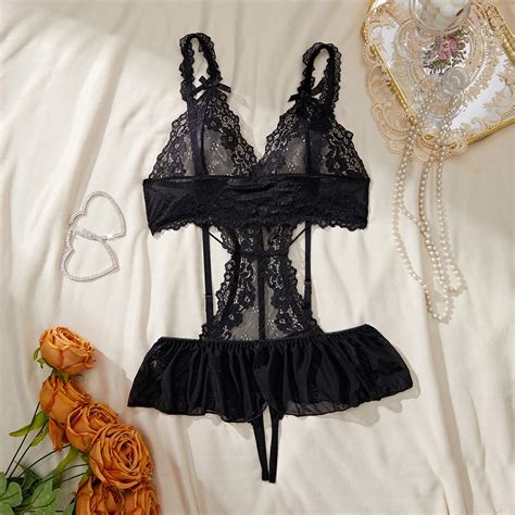 Plus Size Women S Exotic Lingerie Sets Lace Fluoroscopy Beauty Tulle