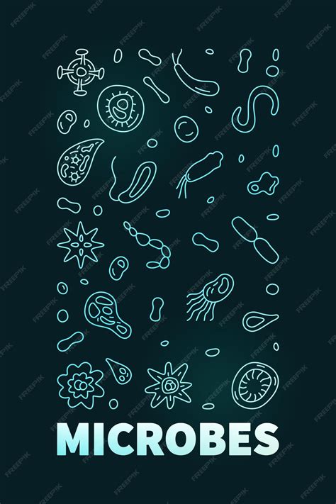 Premium Vector Microbes Vector Micro Biology Concept Outline Colored