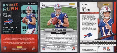 Lot Of 3 Josh Allen Rookie Cards With 2018 Playoff 205 2018 Rookies