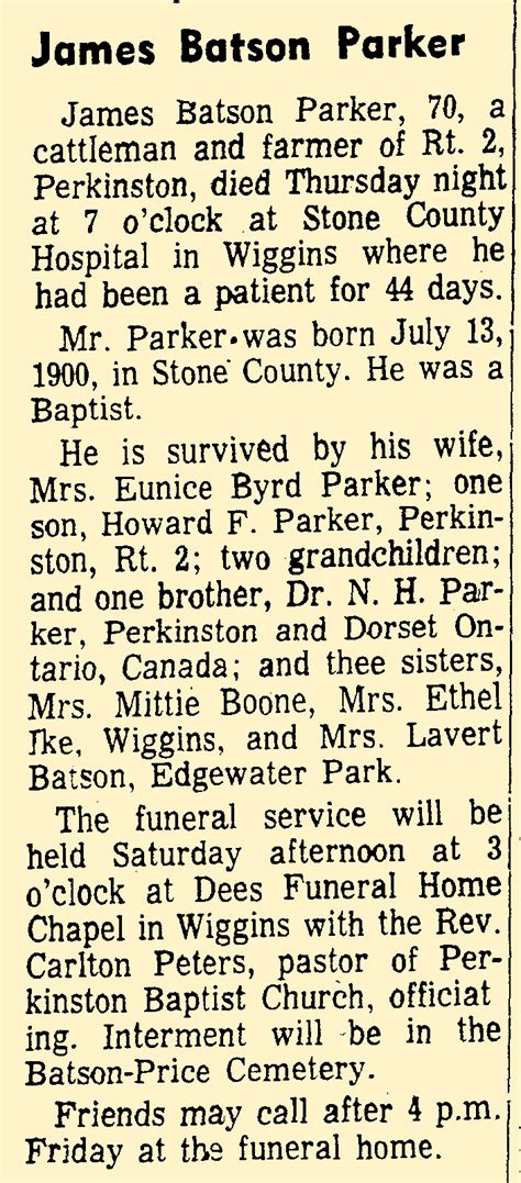 James Batson Parker 1900 1970 Find A Grave Memorial