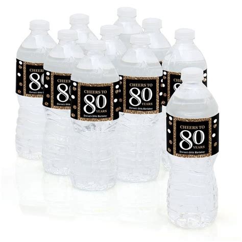 80th Birthday Party Water Bottle Sticker Labels Personalized Waterproof Self Stick Labels