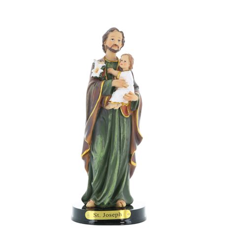 Statua Di San Giuseppe E Bambino In Resina Colorata 22 Cm