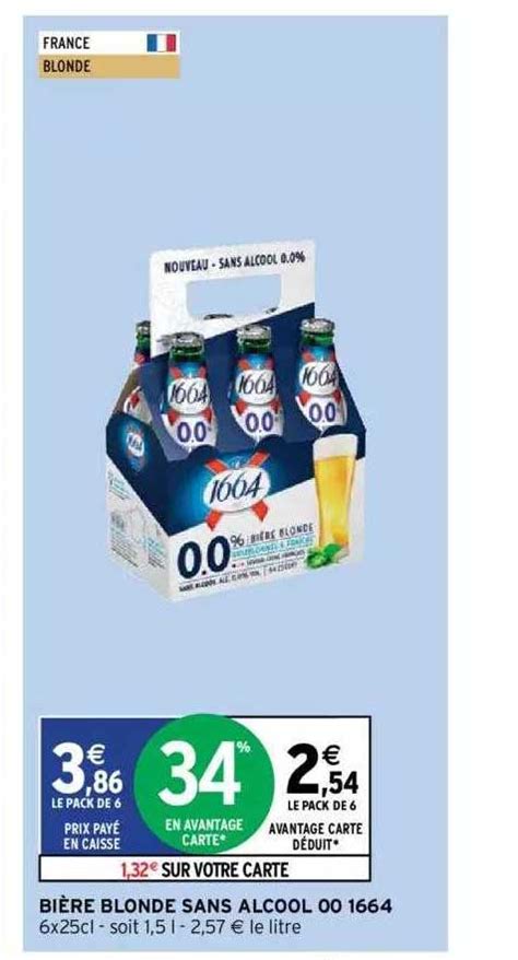 Promo Bière Blonde Sans Alcool 00 1664 chez Intermarché Hyper iCatalogue fr