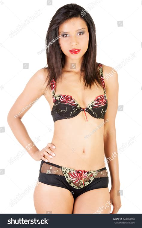 Sexy Woman Black Lingerie Isolated On Stock Photo 149408888 Shutterstock