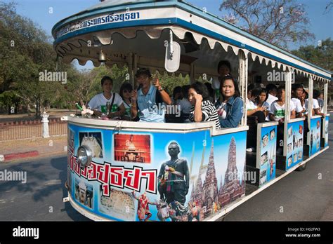 Guided Trolley Tour Ayutthaya Historical Park Thailand Stock Photo Alamy