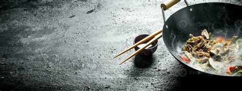 Hot Asian Soba With Mushrooms Beef And Vegetables Stock Photo At Vecteezy