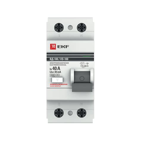 УЗО EKF PROxima ВД-100 40А 30 мА 2P тип AC 4,5 кА (elcb-2-40-30-em-pro ...