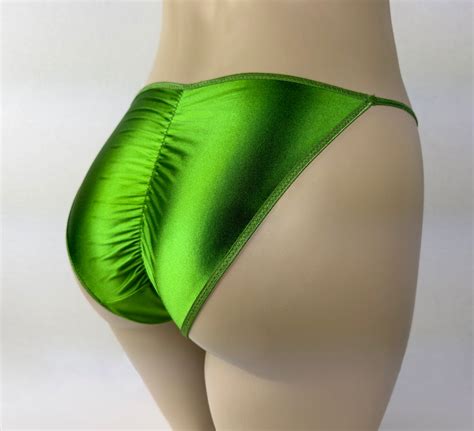 Ruched String Bikini Panty Scrunch Butt Green Etsy