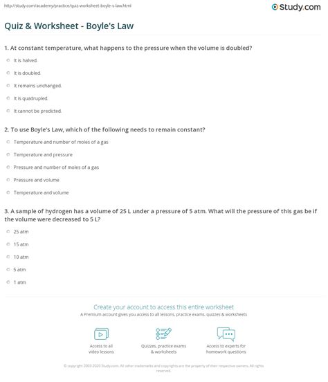 Boyle's Law Worksheet