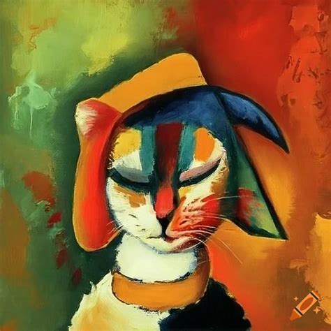 12 Cats Tired Goofy Abstract Painting By August Macke