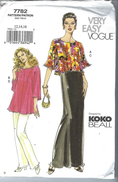 Uncut Vogue Sewing Pattern Size 6 8 10 12 16 Koko Beall Loose Fitting Top Maxi Dress Camisole