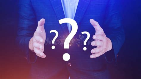 Businessman Hands Show Question Marks Confused Thinking