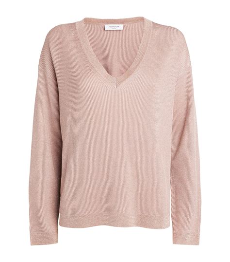 Womens Fabiana Filippi Nude Cotton Blend V Neck Sweater Harrods Uk