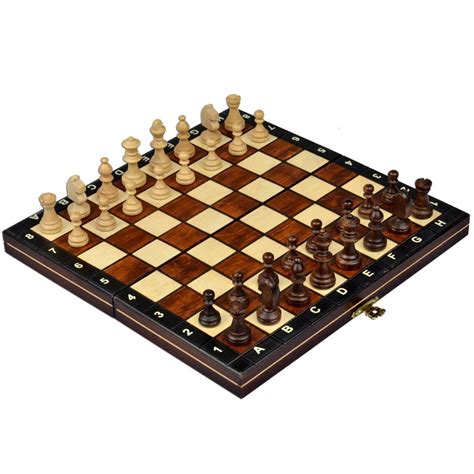 Magnetic Chess Board Set Birch Wooden Tournament Travel Portable Medium