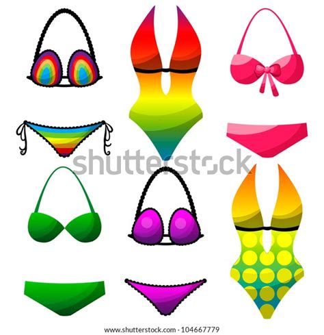 Six Multicolor Bikini Set Icons Vector Stock Vector Royalty Free Shutterstock