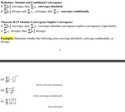 solved definition absolute  conditional convergence  cheggcom