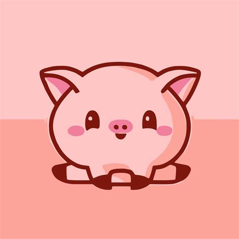 Cute Pig Illustration Pig Kawaii Chibi Vector Drawing Style Pig Cartoon