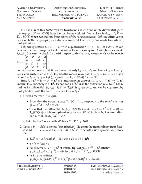 Seminar Assignments Homework Assignment 2 AALBORGUNIVERSITY