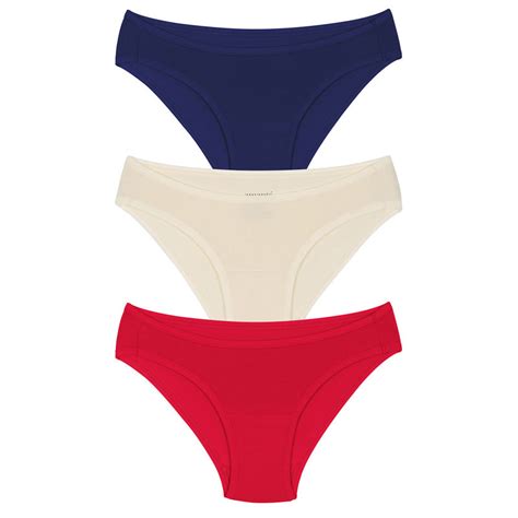 Buy Amante Three Piece Bikini Panty Pack PPK33002 Blue Cream Red Online