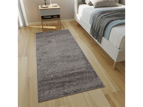 Tapis De Couloir Delhi Tapiso Poils Longs Moelleux Shaggy Gris Fum