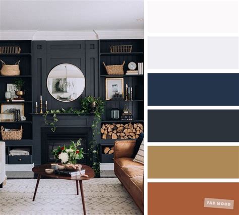 Brown + Gold & Dark Blue Living Room Color Scheme