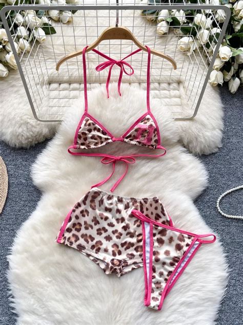 Leopard Print Three Piece Bikini Set On Luulla