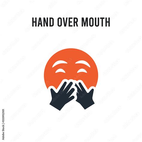 Hand Over Mouth Emoji Vector Icon On White Background Red And Black