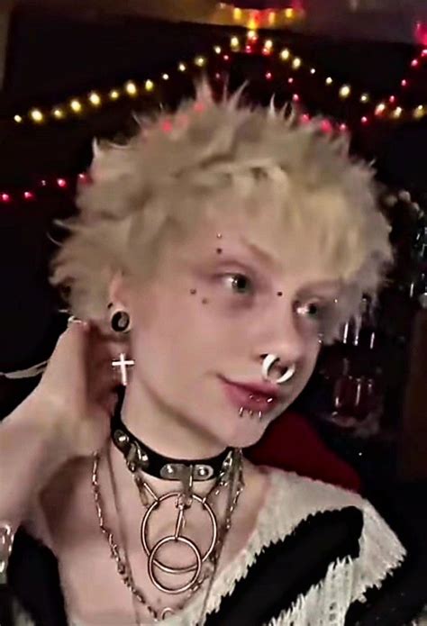 Goth Punk Short Hair Mullet Bleach Blonde Tiktok Hot Non Binary Pride