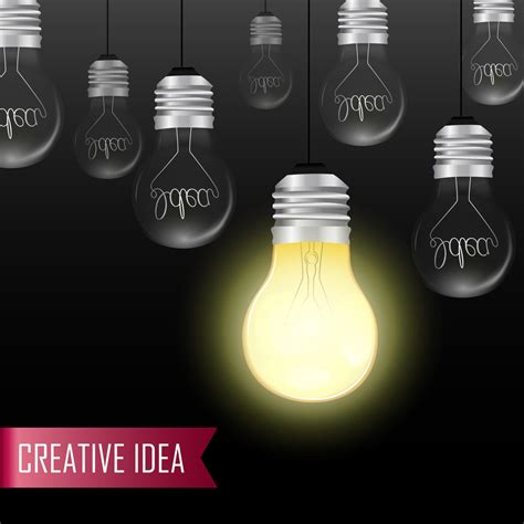 creative light bulb idea concept hanging light bulbs  glowing