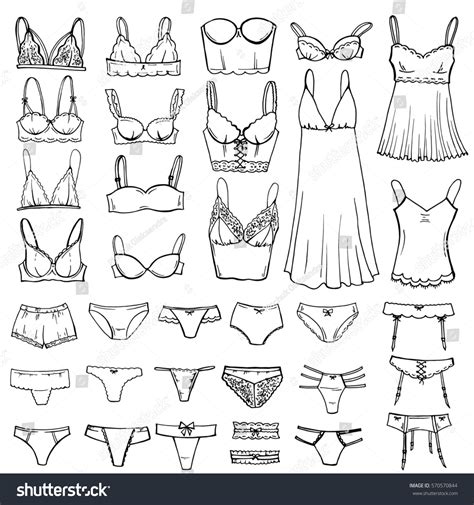 Hand Drawn Sketch Lingerie Set Fashion Stockillustration