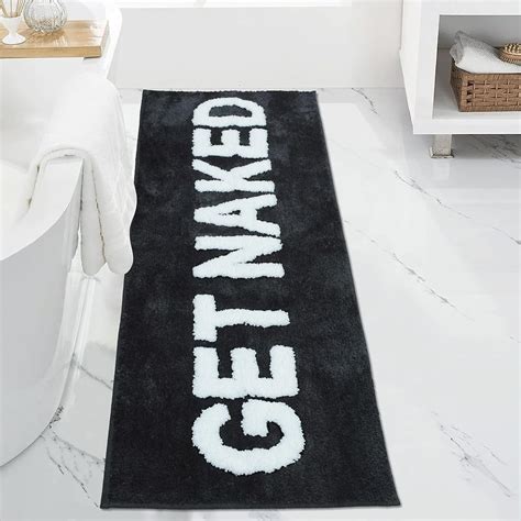 Amazon Black Get Naked Bath Mat Long Runner Mat For Bathroom Cute Fun Simple Bath Rug