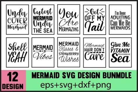 Mermaid Quotes Designs Bundle Graphic By Biplobe Roy Creative Fabrica