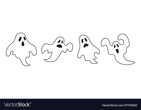 Ghost set outline drawing Royalty Free Vector Image