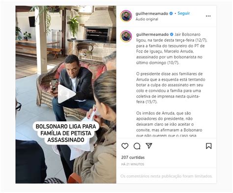 Bolsonaro liga para família de petista morto em Foz de Iguaçu PR A