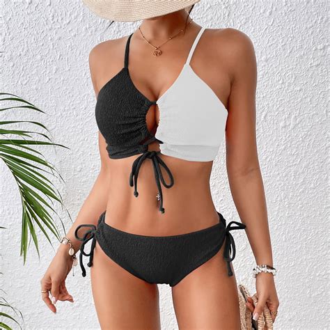 MGCWSH Women S String Bikini Set Tie Front Two Piece Swimsuit Cheeky Side Tie Bathing Suits