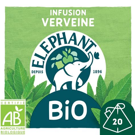 ELEPHANT Infusion Bio Verveine 20 Sachets 26g Pas Cher Auchan Fr