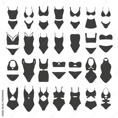 Bikini Silhouette Collection Bikini Silhouette Set Stock Vector Adobe Stock
