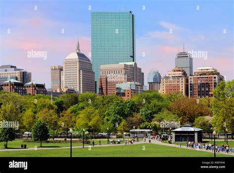 Back Bay skyline from Boston Common Stock Photo - Alamy