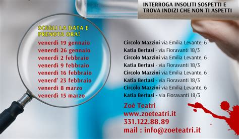 CALENDARIO CENE CON DELITTO 2024 Zoè Teatri