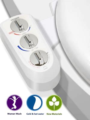 Hibbent Toilet Seat Bidet With Self Cleaning Dual Nozzle Hot And Cold Water Spray Non Electric