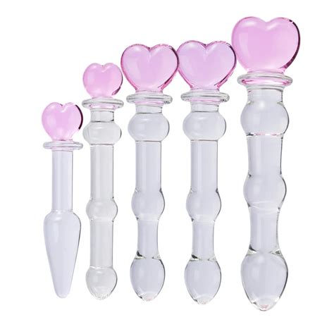 Anal Plug Love Heart Type Glass Massage Butt Plug Dildo Massager Stick