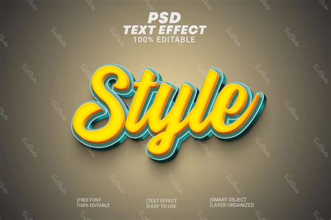 Style Yellow Cursive Summer Retro 3d Text Effect Photoshop Premium