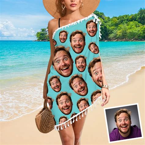 Custom Face Fringe SwimSwear Wrap Red Heart Bikini Swimsuit Tassels Cover Ups Skirt X