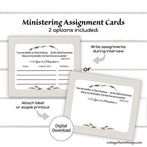 Ministering Assignment Card Editable Pdf Printable Etsy Etsy