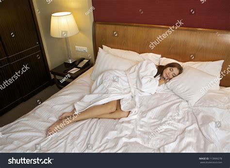Beautiful Brunette Woman Bed Stock Photo Edit Now 113999278